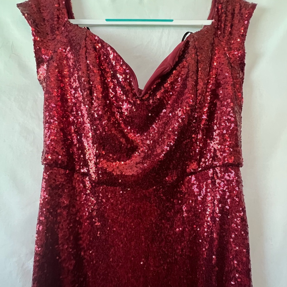 Off the Shoulder Red Sequins Evening Gown